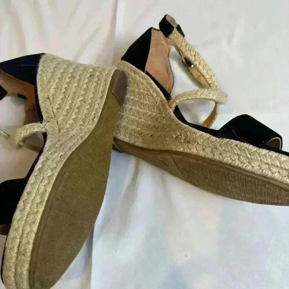 Women's Black Open Toe Espadrilles Dressy Platform Sandals Ankle Strap Size 8 - Picture 6 of 6
